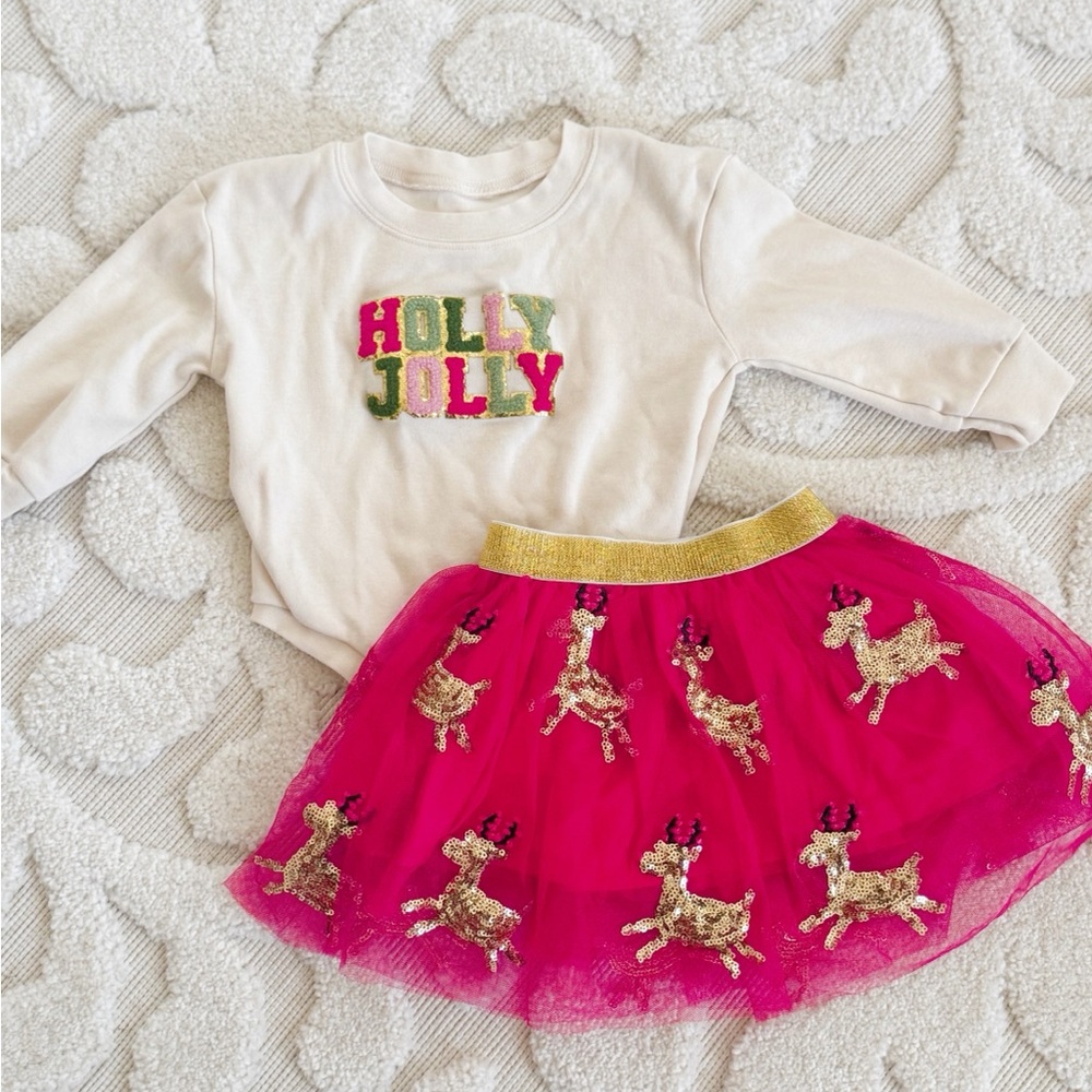 Sweet Wink Holly Jolly Bodysuit & Reindeer Tutu